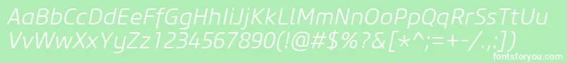 CoreSansM35LightItalic Font – White Fonts on Green Background