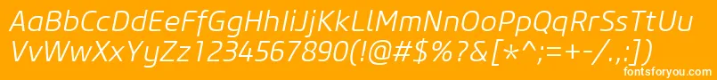 Czcionka CoreSansM35LightItalic – białe czcionki na pomarańczowym tle