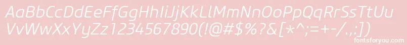 CoreSansM35LightItalic Font – White Fonts on Pink Background