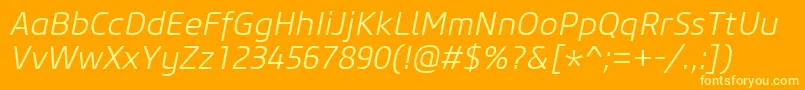 Шрифт CoreSansM35LightItalic – жёлтые шрифты на оранжевом фоне