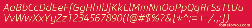 CoreSansM35LightItalic Font – Yellow Fonts on Red Background