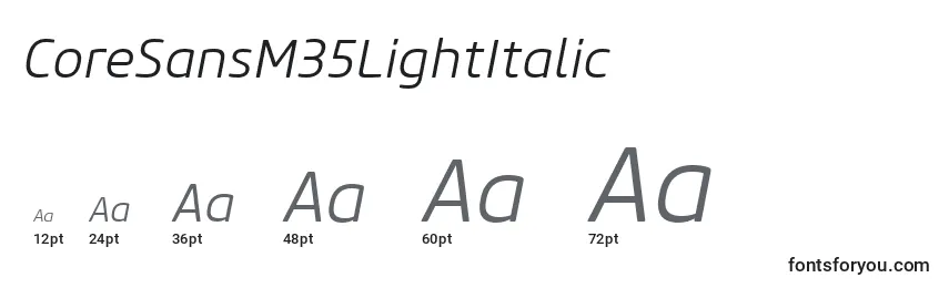 CoreSansM35LightItalic Font Sizes