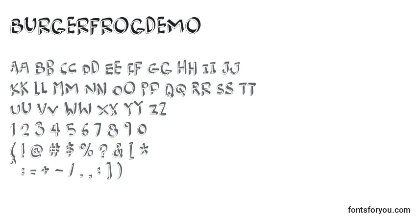Burgerfrogdemo Font – alphabet, numbers, special characters