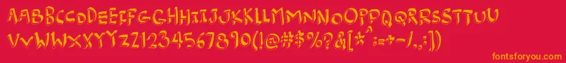 Burgerfrogdemo-Schriftart – Orangefarbene Schriften auf rotem Hintergrund