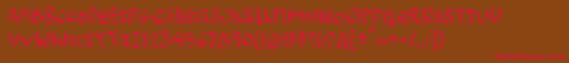 フォントBurgerfrogdemo – 赤い文字が茶色の背景にあります。