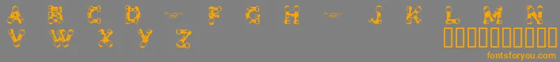 フォントCfboltandnutsRegular – オレンジの文字は灰色の背景にあります。