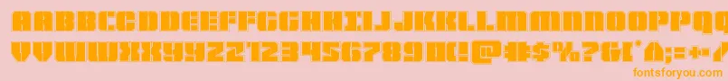 Warpthrusteracad-Schriftart – Orangefarbene Schriften auf rosa Hintergrund