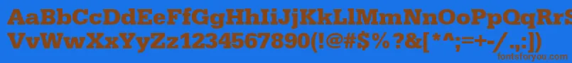 フォントSerifadeeBold – 茶色の文字が青い背景にあります。