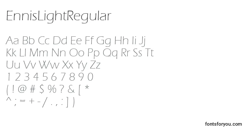 Schriftart EnnisLightRegular – Alphabet, Zahlen, spezielle Symbole