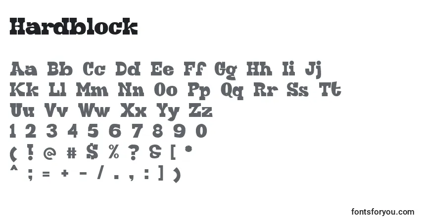 A fonte Hardblock – alfabeto, números, caracteres especiais