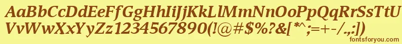 フォントDevinBolditalic – 茶色の文字が黄色の背景にあります。