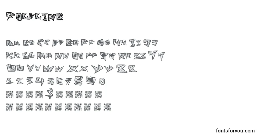 Czcionka Foldline – alfabet, cyfry, specjalne znaki