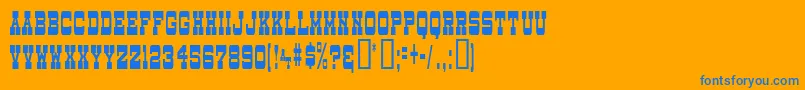 DryGoodsNarrowJl Font – Blue Fonts on Orange Background