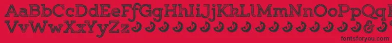 Czcionka Gistroughuprexboldtwodemo – czarne czcionki na czerwonym tle
