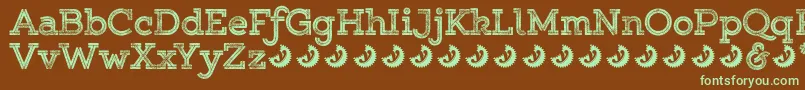 Gistroughuprexboldtwodemo-fontti – vihreät fontit ruskealla taustalla