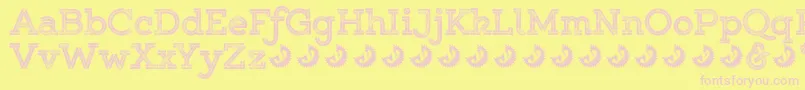 Gistroughuprexboldtwodemo-fontti – vaaleanpunaiset fontit keltaisella taustalla