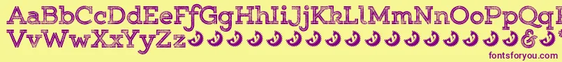 Gistroughuprexboldtwodemo Font – Purple Fonts on Yellow Background