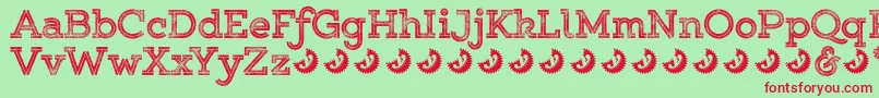 Gistroughuprexboldtwodemo-fontti – punaiset fontit vihreällä taustalla
