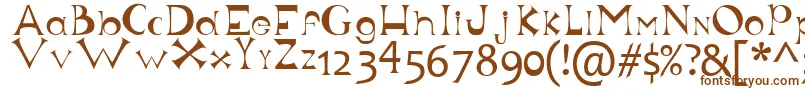 Justforfun-fontti – ruskeat fontit valkoisella taustalla