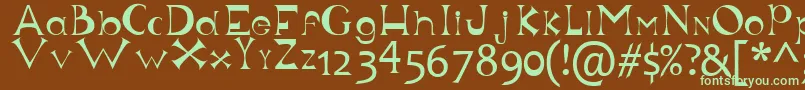 Justforfun-fontti – vihreät fontit ruskealla taustalla