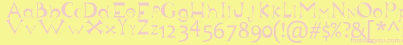 Justforfun-fontti – vaaleanpunaiset fontit keltaisella taustalla