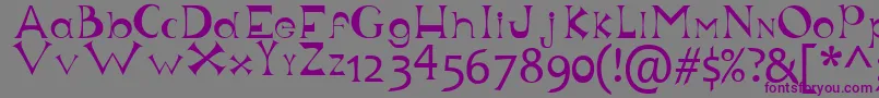 Justforfun-fontti – violetit fontit harmaalla taustalla