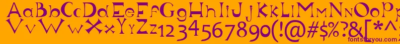 フォントJustforfun – オレンジの背景に紫のフォント