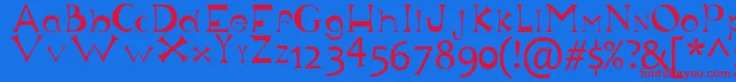Justforfun-Schriftart – Rote Schriften auf blauem Hintergrund