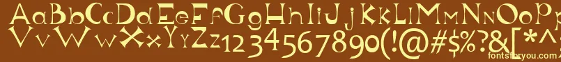 Justforfun-fontti – keltaiset fontit ruskealla taustalla