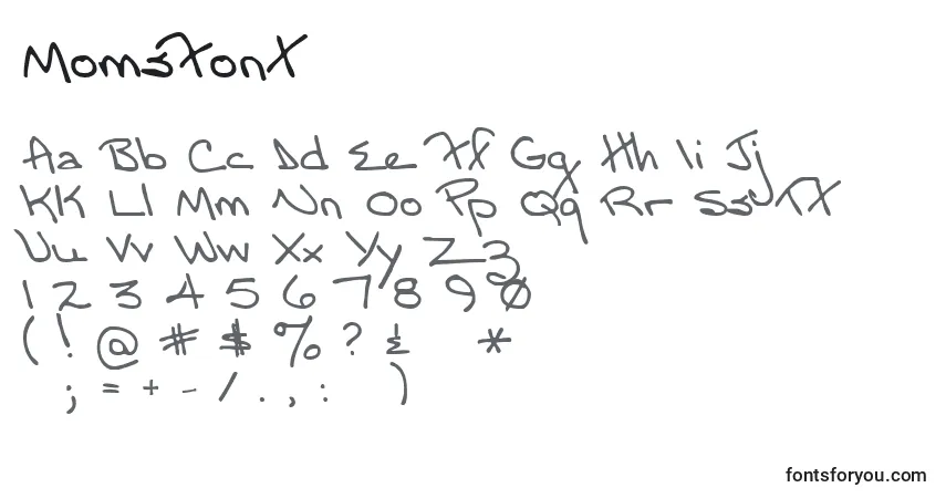 Schriftart MomsFont – Alphabet, Zahlen, spezielle Symbole