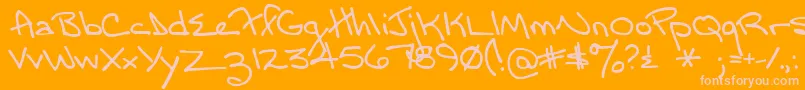 MomsFont-Schriftart – Rosa Schriften auf orangefarbenem Hintergrund