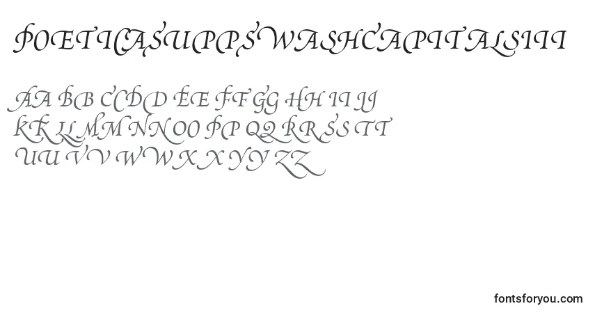 Шрифт PoeticaSuppSwashCapitalsIii – алфавит, цифры, специальные символы