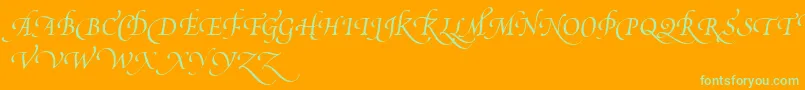 PoeticaSuppSwashCapitalsIii Font – Green Fonts on Orange Background