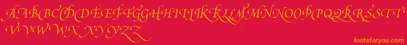 PoeticaSuppSwashCapitalsIii Font – Orange Fonts on Red Background