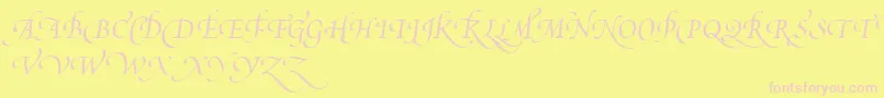 PoeticaSuppSwashCapitalsIii Font – Pink Fonts on Yellow Background