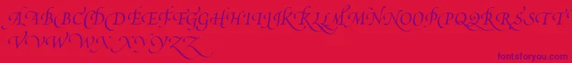 Czcionka PoeticaSuppSwashCapitalsIii – fioletowe czcionki na czerwonym tle