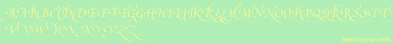 PoeticaSuppSwashCapitalsIii Font – Yellow Fonts on Green Background