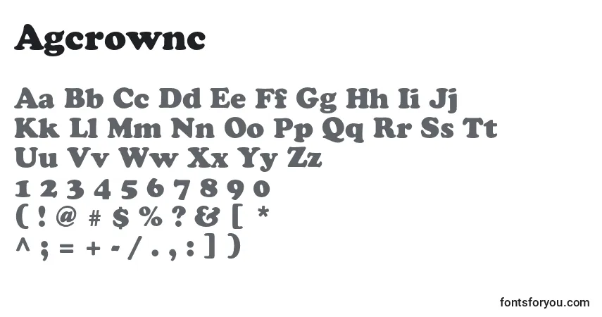 Schriftart Agcrownc – Alphabet, Zahlen, spezielle Symbole