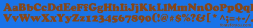 フォントAgcrownc – 茶色の文字が青い背景にあります。