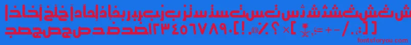 AymThghr3SUNormal. Font – Red Fonts on Blue Background