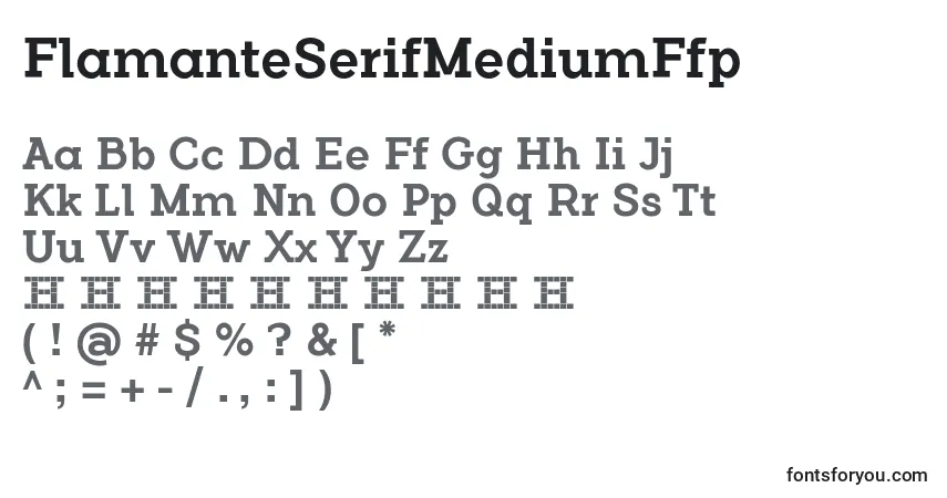 Czcionka FlamanteSerifMediumFfp – alfabet, cyfry, specjalne znaki