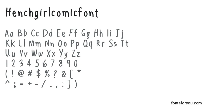 A fonte Henchgirlcomicfont – alfabeto, números, caracteres especiais