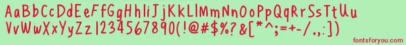 Henchgirlcomicfont Font – Red Fonts on Green Background