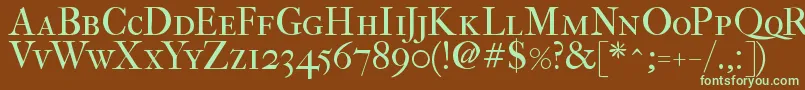 フォントFefcsc2 – 緑色の文字が茶色の背景にあります。