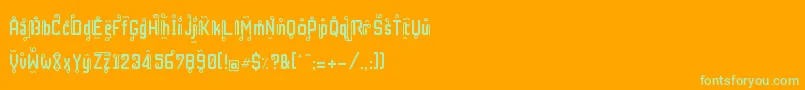 RestInPhuket-Schriftart – Grüne Schriften auf orangefarbenem Hintergrund