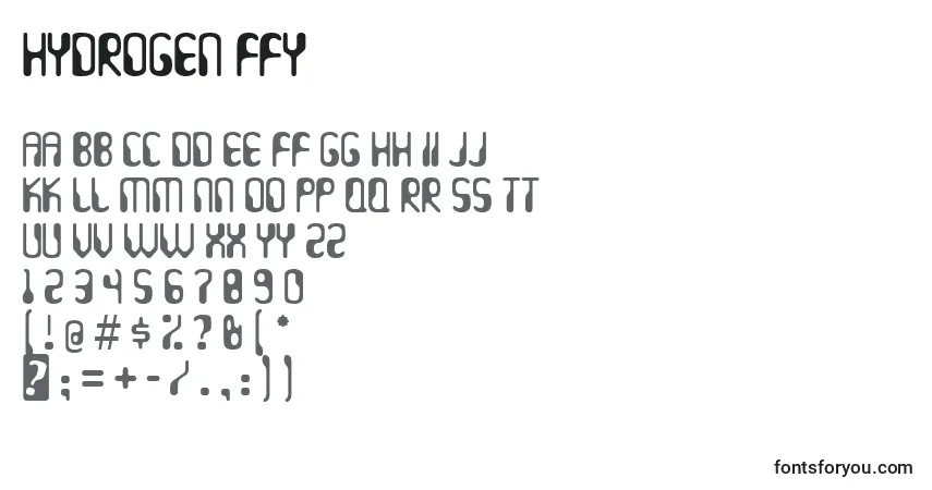 A fonte Hydrogen ffy – alfabeto, números, caracteres especiais