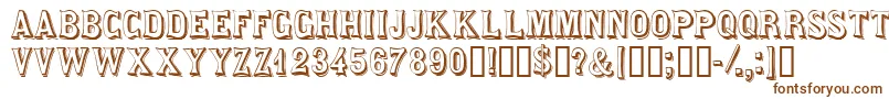 Saloondisplaycapsssk-Schriftart – Braune Schriften auf weißem Hintergrund