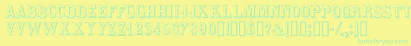Fonte Saloondisplaycapsssk – fontes verdes em um fundo amarelo