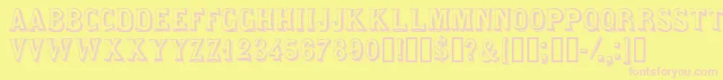 Saloondisplaycapsssk-fontti – vaaleanpunaiset fontit keltaisella taustalla
