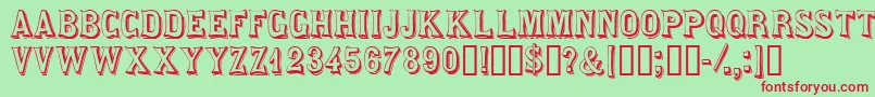 Saloondisplaycapsssk Font – Red Fonts on Green Background